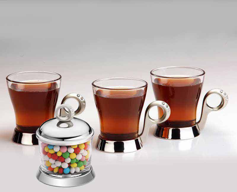 سرویس چایخوری تک استیل سری نگین دار کد 781